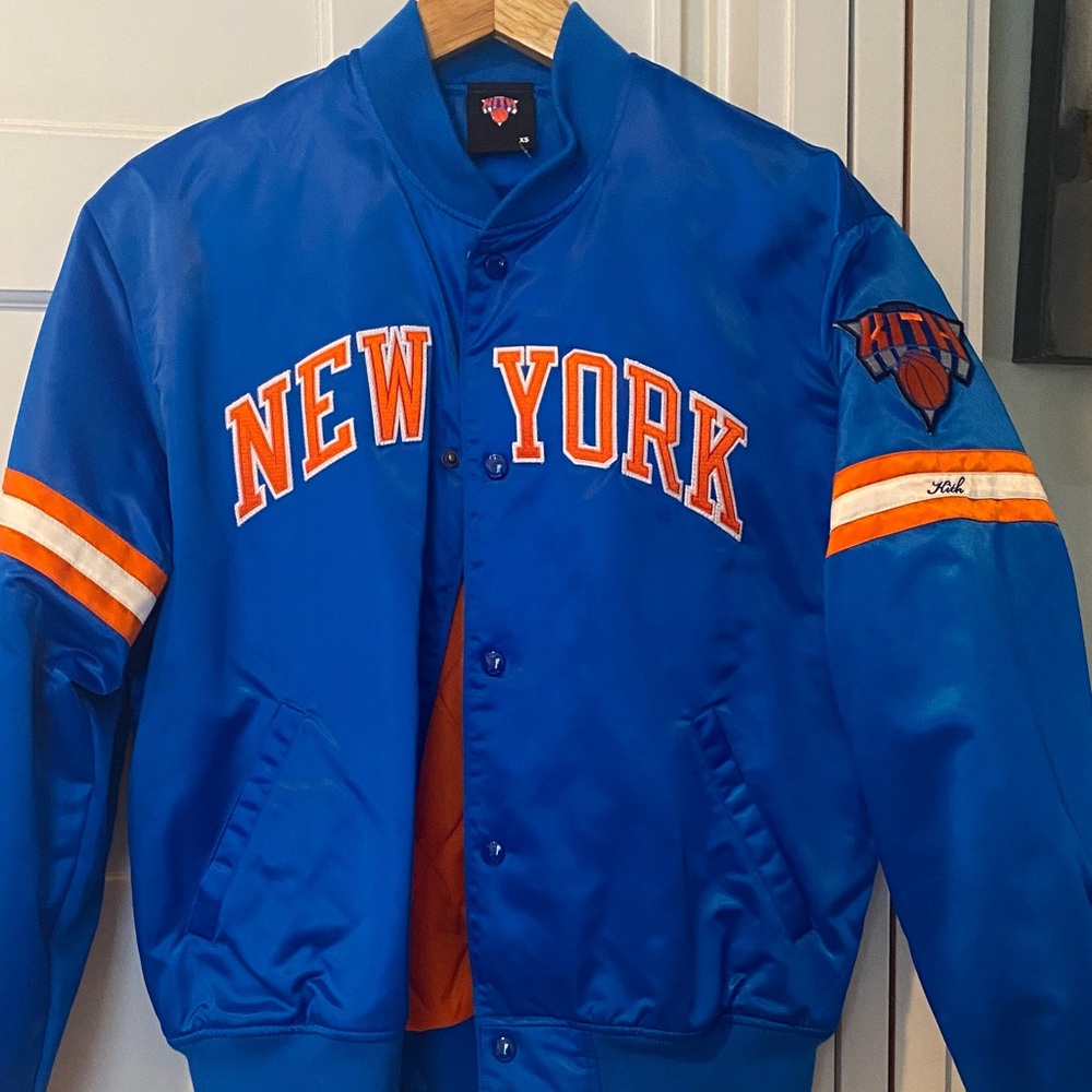 Kith New York Knicks Royal Satin Bomber Jacket XS  worn once